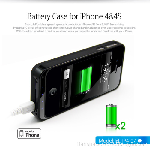 1500mAh colorful aluminum back with MFi battery case for iphone4/4s